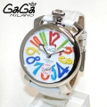 GaGa MILANO （ガガミラノ） 時計 腕時計 MANUALE マニュアーレ マヌアーレ 48mm ホワイトレザー/マルチ/シルバー 5010.01S 501001S 5010.1S 50101S メンズ スイスメイド|ガガミラノ時計スーパーコピー品腕時計 N級品は業界で最高な品質！
