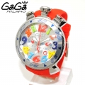 GaGa MILANO （ガガミラノ） 時計 腕時計 クロノ 48mm レッド ラバー/シルバー 60501 RD 6050.1 RD メンズ|ガガミラノ時計スーパーコピー品腕時計 N級品は業界で最高な品質！