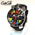GaGa MILANO （ガガミラノ） 時計 腕時計 クロノ 48mm ブラック ラバー/シルバー 60502 BK 6050.2 BK メンズ|ガガミラノ時計スーパーコピー品腕時計 N級品は業界で最高な品質！