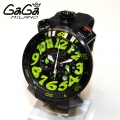 GaGa MILANO （ガガミラノ） 時計 腕時計 クロノ 48mm ブラック ラバー/ブラック/グリーン 60542 B 6054.2 B メンズ|ガガミラノ時計スーパーコピー品 腕時計 N級品は業界で最高な品質！