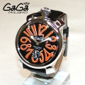 GaGa MILANO （ガガミラノ） 時計 腕時計 MANUALE マニュアーレ マヌアーレ 48mm ブラックレザー/シルバー/オレンジ 5010.11S 501011S メンズ スイス|ガガミラノ時計スーパーコピー品腕時計 N級品は業界で最高な品質！