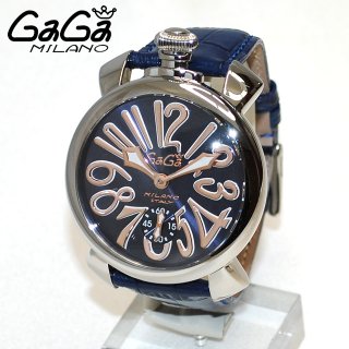 GaGa MILANO （ガガミラノ） 時計 腕時計 MANUALE マニュアーレ マヌアーレ 48mm ダークブルー レザー/ゴールド/シルバー 5010.05S 501005S 5010.5S 50105S メンズ スイスメイド|ガガミラノ時計スーパーコピー品腕時計 N級品は業界で最高な品質！