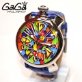 GaGa MILANO （ガガミラノ） 時計 腕時計 MANUALE マニュアーレ マヌアーレ 48mm ブルー レザー/モザイク/シルバー 5010 MOS 01S 5010MOS01S メンズ スイスメイド|ガガミラノ時計スーパーコピー品腕時計 N級品は業界で最高な品質！