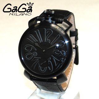 GaGa MILANO （ガガミラノ） 時計 腕時計 MANUALE マニュアーレ マヌアーレ 48mm ブラック レザー/ブラック 501202S 5012.02S 50122S 5012.2S メンズ スイスメイド|ガガミラノ時計スーパーコピー品腕時計 N級品は業界で最高な品質！