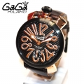 GaGa MILANO （ガガミラノ） 時計 腕時計 MANUALE マニュアーレ マヌアーレ 48mm ブラウンレザー/カーボンブラック/ゴールド 5014.01S 501401S 5014.1S 50141S メンズ スイスメイド |ガガミラノ時計スーパーコピー品腕時計 N級品は業界で最高な品質！