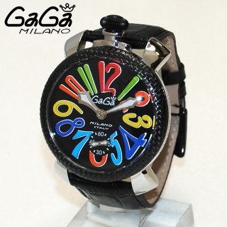 GaGa MILANO （ガガミラノ） 時計 腕時計 MANUALE マニュアーレ マヌアーレ 48mm ブラック レザー/シルバー/マルチ 5015.01S 501501S 5015.1S 50151S メンズ スイスメイド|ガガミラノ時計スーパーコピー品腕時計 N級品は業界で最高な品質！