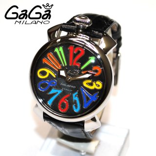 GaGa MILANO （ガガミラノ） 時計 腕時計 MANUALE マニュアーレ マヌアーレ 40mm ブラック レザー/マルチカラー/シルバー 5020.2 BK 50202 BK レディース|ガガミラノ時計スーパーコピー品腕時計 N級品は業界で最高な品質！
