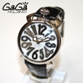 GaGa MILANO （ガガミラノ） 時計 腕時計 MANUALE マニュアーレ マヌアーレ 40mm ブラック レザー/ホワイトシェル/シルバー 5020.5 50205 レディース|ガガミラノ時計スーパーコピー品腕時計 N級品は業界で最高な品質！