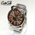 GaGa MILANO （ガガミラノ） 時計 腕時計 MANUALE マニュアーレ マヌアーレ スリム 46mm シルバー ブレス/ブラック/オレンジ 5080.4 50804 メンズ レディース|ガガミラノ時計スーパーコピー品腕時計 N級品は業界で最高な品質！