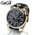 GaGa MILANO （ガガミラノ） 時計 腕時計 MANUALE マニュアーレ マヌアーレ スリム 46mm ブラック レザー/パープル/シルバー 5084.01 508401 メンズ レディース|ガガミラノ時計スーパーコピー品腕時計 N級品は業界で最高な品質！