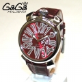 GaGa MILANO （ガガミラノ） 時計 腕時計 MANUALE マニュアーレ マヌアーレ スリム 46mm グレー ダークレッド レザー/シルバー 5084.04 508404 5084.4 50844メンズ レディース腕時計 N級品は業界で最高な品質！