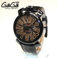 GaGa MILANO （ガガミラノ） 時計 腕時計 MANUALE マニュアーレ マヌアーレ スリム 46mm ブラック レザー/ゴールド 5086.01 508601 メンズ レディース|ガガミラノ時計スーパーコピー品腕時計 N級品は業界で最高な品質！